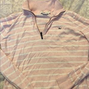 Pink striped vineyard vines quarter zip